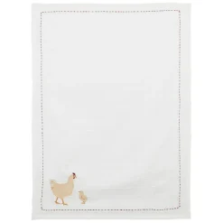 Fabrique de Styles Torchons, Tabliers Et Maniques>Torchon en coton avec poule 50x70cm - A La Ferme Blanc