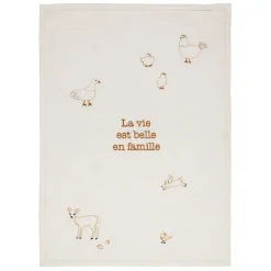 Fabrique de Styles Torchons, Tabliers Et Maniques>Torchon en coton écru et brun 70x50cm - La Ferme Ecru, Brun