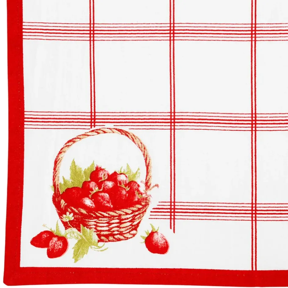 Fabrique de Styles Torchons, Tabliers Et Maniques>Torchon en coton 50x70cm - Fraises Rouge