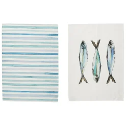 Fabrique de Styles Torchons, Tabliers Et Maniques>Torchon x2 riviere turquoise Turquoise, Blanc