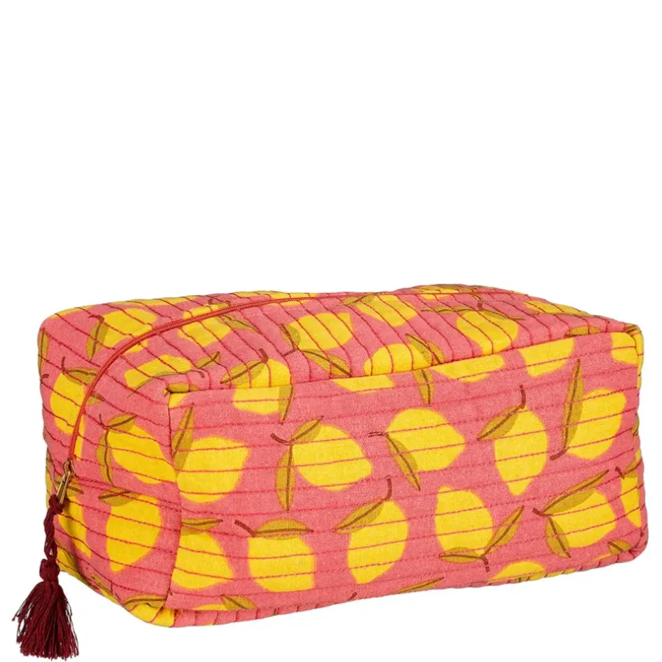 Fabrique de Styles Pochettes Et Housses>Trousse de toilette citron en coton Rose