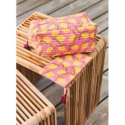 Fabrique de Styles Pochettes Et Housses>Trousse de toilette citron en coton Rose