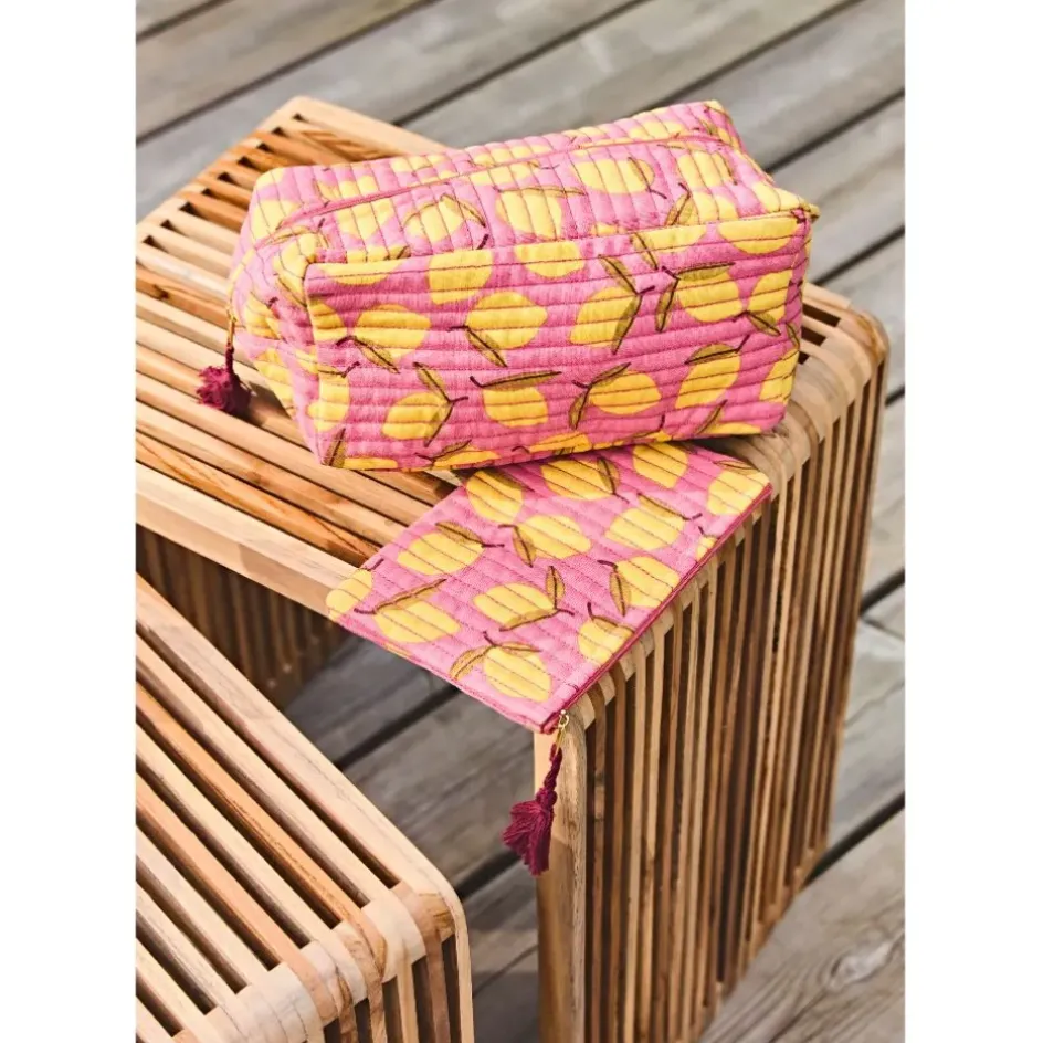 Fabrique de Styles Pochettes Et Housses>Trousse de toilette citron en coton Rose