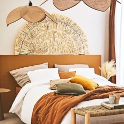 Fabrique de Styles Déco À Suspendre Et Adhésive>Tête de lit demi-cercle en feuille de palmier 160x80cm - flora gipsy Naturel