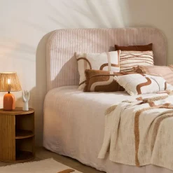 Fabrique de Styles Têtes De Lit Et Paravents>Tête de lit en tissu côtelé et hévéa écru 140x100cm - Minimal Ecru