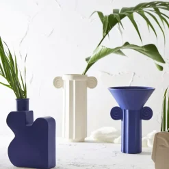 Fabrique de Styles Vases Et Soliflores>Vase colonne en grès h35cm - Greeka Blanc