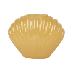 Fabrique de Styles Vases Et Soliflores>Vase coquillage en verre h14.5cm - Leucie Ocre