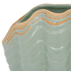 Fabrique de Styles Vases Et Soliflores>Vase coquillage h15cm en grès Vert d'eau
