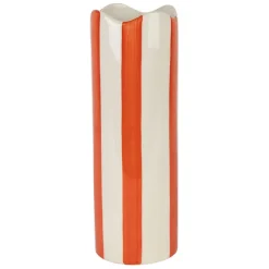 Fabrique de Styles Vases Et Soliflores>Vase cylindre en grès rayé et blanc h23cm - Artist Corail