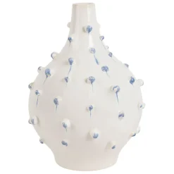 Fabrique de Styles Vases Et Soliflores>Vase dame jeanne en grès blanc et bleu h25cm - Delicio Blanc, Bleu
