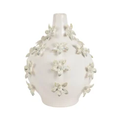 Fabrique de Styles Vases Et Soliflores>Vase dame jeanne en grès fleurs h25cm - Delicio Blanc cassé
