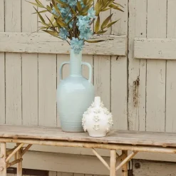 Fabrique de Styles Vases Et Soliflores>Vase dame jeanne en grès fleurs h25cm - Delicio Blanc cassé