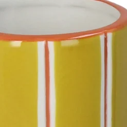 Fabrique de Styles Vases Et Soliflores>Vase en grès à rayures jaune 9x9x23cm Multicolore