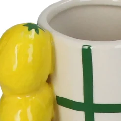 Fabrique de Styles Vases Et Soliflores>Vase en grès citron rayé vert h18cm Jaune