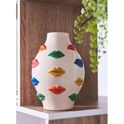 Fabrique de Styles Vases Et Soliflores>Vase en porcelaine avce lèvres h21cm - Visage-Arty Multicolore