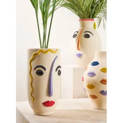 Fabrique de Styles Vases Et Soliflores>Vase en porcelaine h30cm - Visage Arty Multicolore