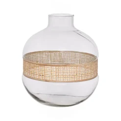 Fabrique de Styles Vases Et Soliflores>Vase en verre et rotin h23cm - Fantine Naturel