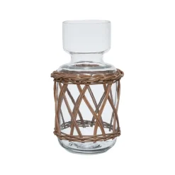Fabrique de Styles Vases Et Soliflores>Vase en verre et rotin h26cm - Fantine Naturel Foncé