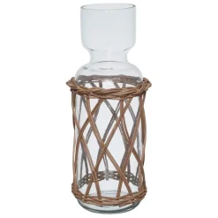 Fabrique de Styles Vases Et Soliflores>Vase en verre et rotin h33cm - Fantine Naturel Foncé