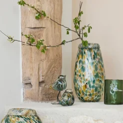 Fabrique de Styles Vases Et Soliflores>Vase en verre émeraude et doré h31cm - Menorca Emeraude, Doré