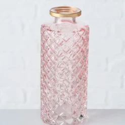 Fabrique de Styles Vases Et Soliflores>Vase en verre quadrillé et or h13cm - Adore Rose