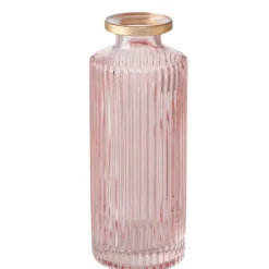 Fabrique de Styles Vases Et Soliflores>Vase en verre strié et or h13cm - Adore Rose