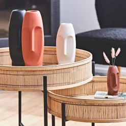 Fabrique de Styles Vases Et Soliflores>Vase Face 10X9.5Xh24Cm Gres Blanc