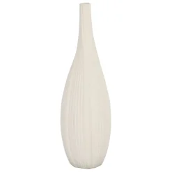 Fabrique de Styles Vases Et Soliflores>Vase long bouteille en faience - plisse Blanc cassé
