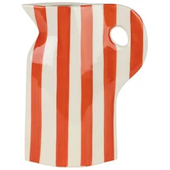 Fabrique de Styles Vases Et Soliflores>Vase pichet en grès rayé et blanc h24cm - Artist Corail