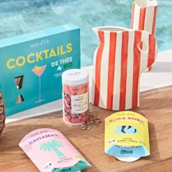 Fabrique de Styles Vases Et Soliflores>Vase pichet en grès rayé et blanc h24cm - Artist Corail