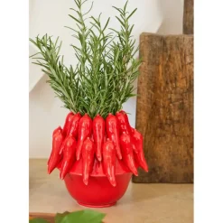 Fabrique de Styles Vases Et Soliflores>Vase Piment en dolomite h18cm Rouge