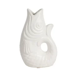 Fabrique de Styles Vases Et Soliflores>Vase poisson en grès h19.5 cm - Mer Blanc