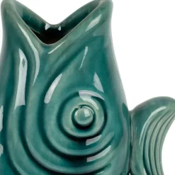 Fabrique de Styles Vases Et Soliflores>Vase poisson en grès émeraude h19.5cm - mer Emeraude