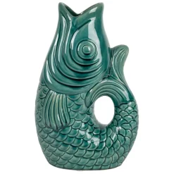 Fabrique de Styles Vases Et Soliflores>Vase poisson en grès émeraude h30.5cm - mer Emeraude