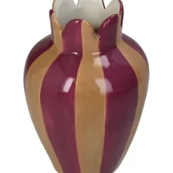 Fabrique de Styles Vases Et Soliflores>Vase rayures grès violet 10x10x16cm Multicolore
