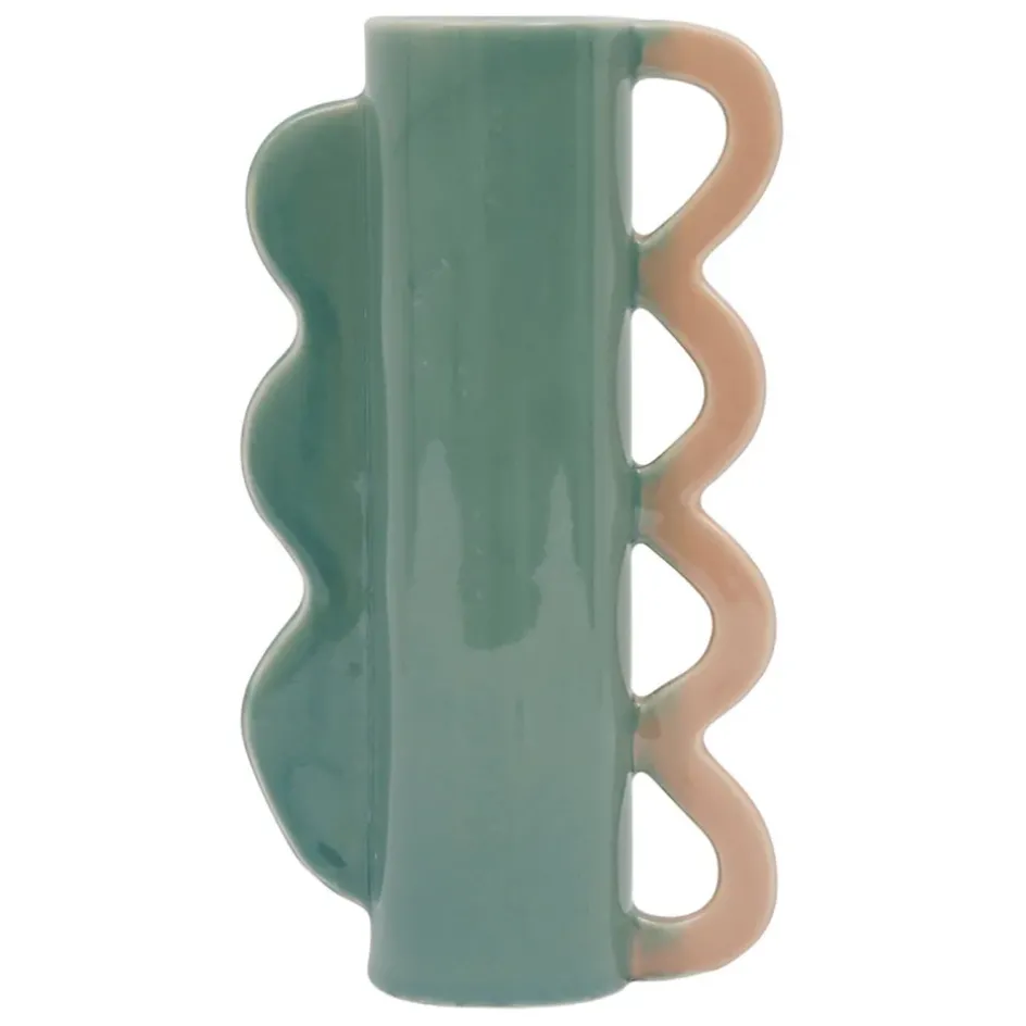 Fabrique de Styles Vases Et Soliflores>Vase vert et corail en grès - funny Vert, corail