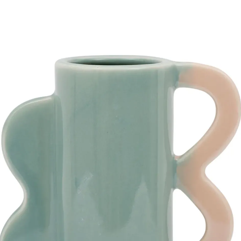 Fabrique de Styles Vases Et Soliflores>Vase vert et corail en grès - funny Vert, corail