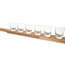Fabrique de Styles Verres À Alcool>Verre shooter par 6 avec support acacia 42x6cm Transparent