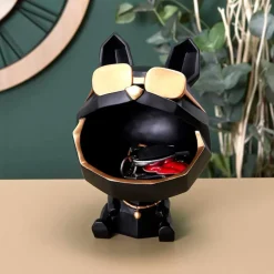 Fabrique de Styles Petits Objets Déco>Vide poche chien a lunettes noir Noir, Doré