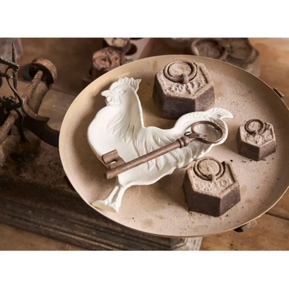 Fabrique de Styles Petits Objets Déco>Vide poche coq en fonte - Basse-Cour Blanc cassé