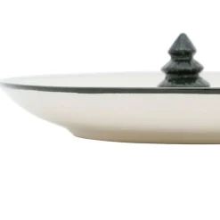 Fabrique de Styles Petits Objets Déco>Vide poche en grès et vert 14x14xh4cm - Mon sapin Ecru