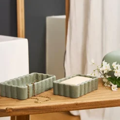 Fabrique de Styles Petits Objets Déco>Vide poche en grès moucheté 14x10cm - Aurore Sauge