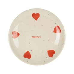 Fabrique de Styles Petits Objets Déco>Vide poche rond en grès moucheté d12cm - Famille Blanc