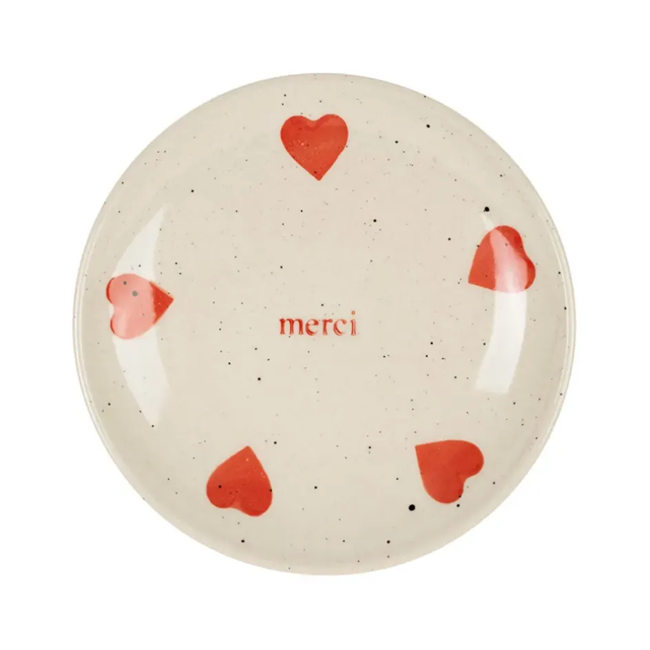 Fabrique de Styles Petits Objets Déco>Vide poche rond en grès moucheté d12cm - Famille Blanc