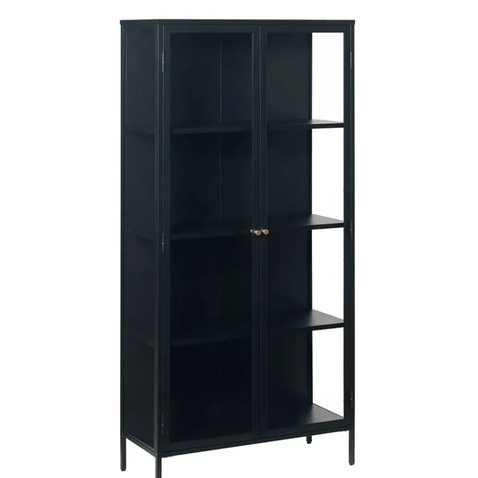 Fabrique de Styles Buffets Et Vitrines>Vitrine en métal 4 étagères h190cm - carmel Noir