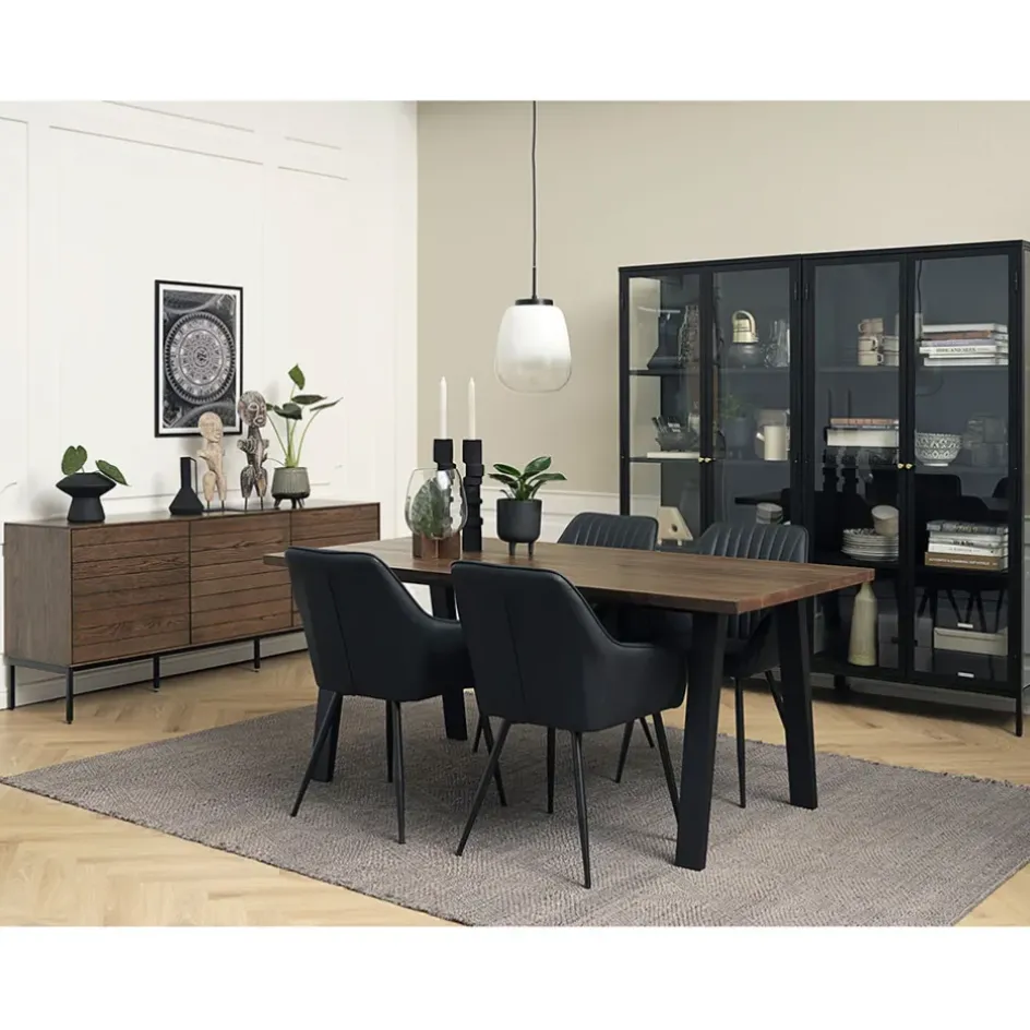 Fabrique de Styles Buffets Et Vitrines>Vitrine en métal 4 étagères h190cm - carmel Noir